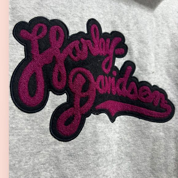 Harley-Davidson Gray zip up Sherpa Hoodie with Logo - Picture 10 of 10